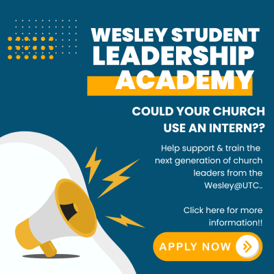 Ad for churches and organizations looking for interns from the Wesley Student Leadership Academy.